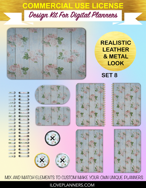 Burgundy and Gold Tiger Digital Planners, Cover Kit, Spirals, Coils, Customize Your Digital Planners, Commercial Use OK, Digital Planners, Digital Journals, Compatible for PC, Mac, CANVA. #152