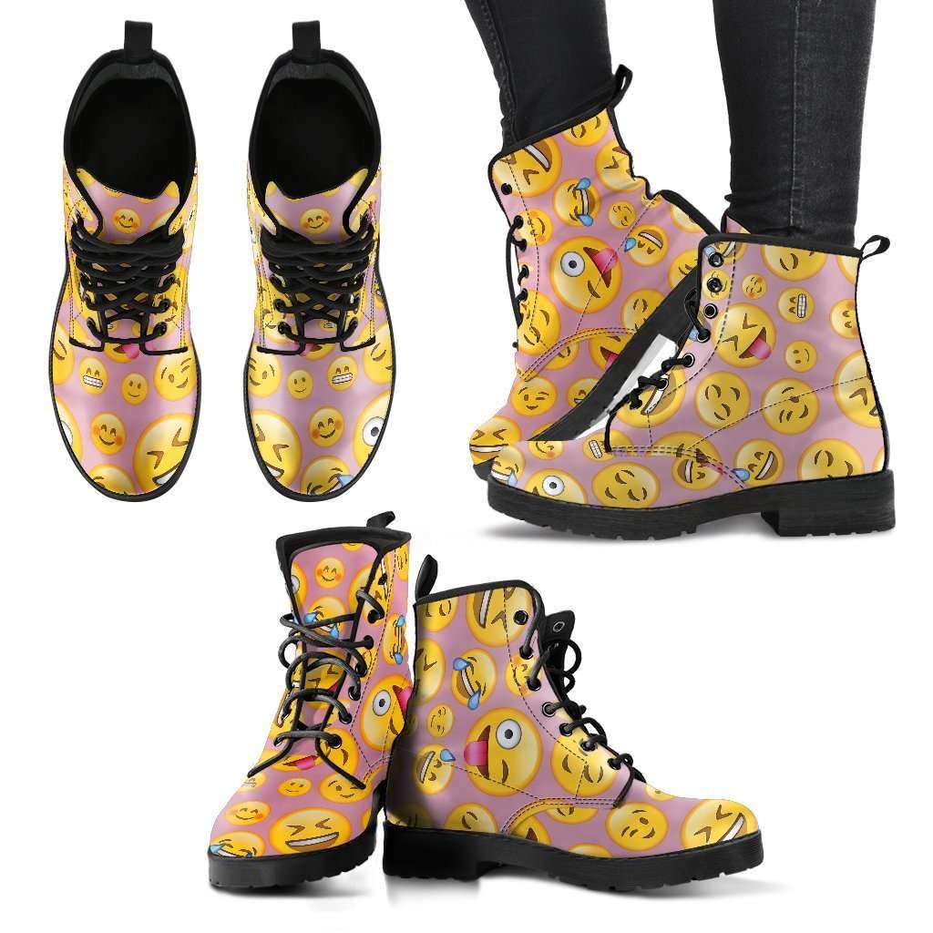 Emoji Happy Womens Leather Boots