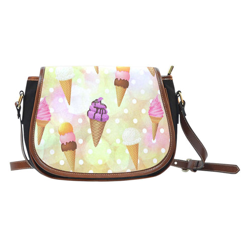 Ice Cream 5 Crossbody Shoulder Canvas Leather Saddle Bag