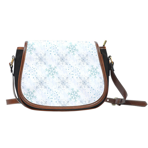 Christmas Themed Design A9 Crossbody Shoulder Canvas Leather Saddle Bag