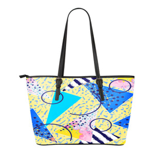 80s Fashion Themed Design C6 Women Small Leather Tote Bag