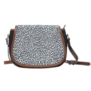Leopard Print Themed Design 01 Crossbody Shoulder Canvas Leather Saddle Bag