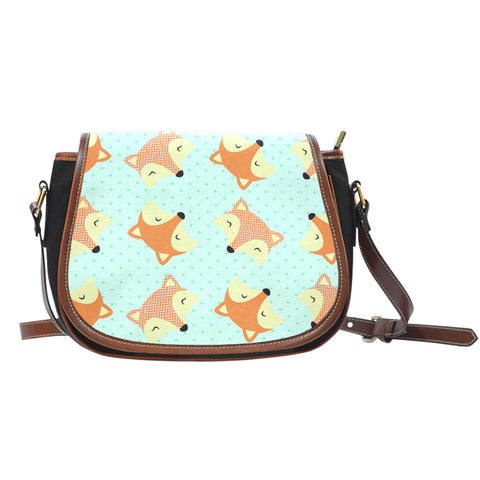 Foxes (E3) Crossbody Shoulder Canvas Leather Saddle Bag