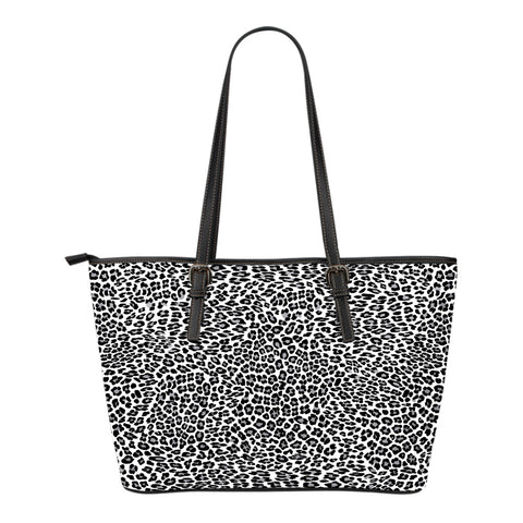 Leopard Print Themed Design C1 Women Large Leather Tote Bag