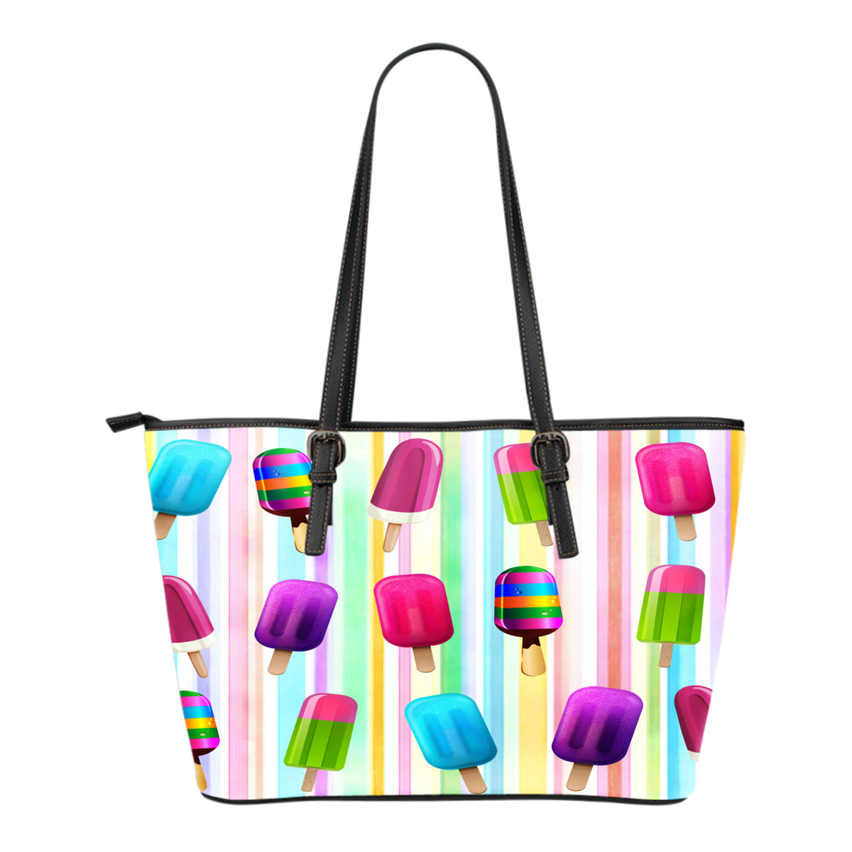 Ice Cream Themed Design C7 Women Small Leather Tote Bag