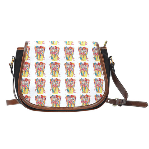 Jems And Holograms Themed Design A1 Crossbody Shoulder Canvas Leather Saddle Bag