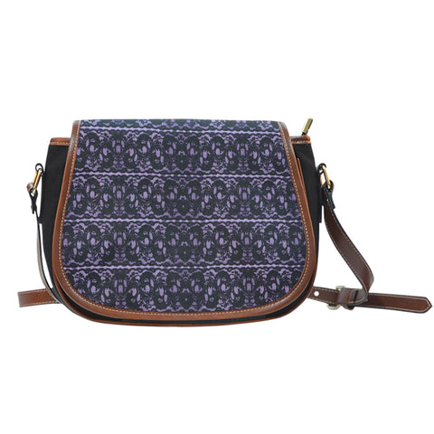 Lace Themed DFS13 Crossbody Shoulder Canvas Leather Saddle Bag