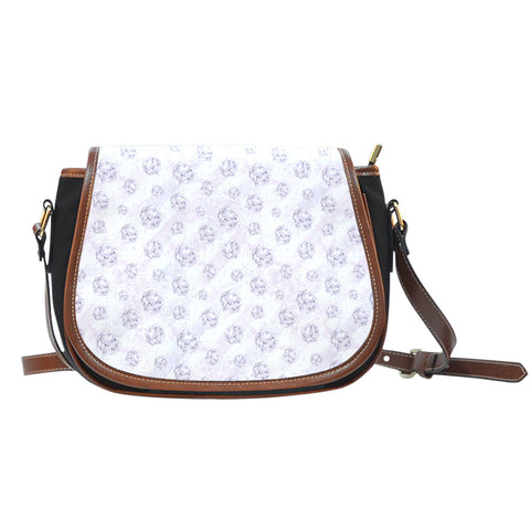Lady Butterfly Themed Design 15 Crossbody Shoulder Canvas Leather Saddle Bag