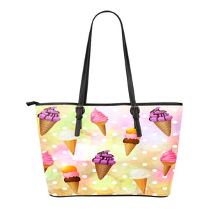 Ice Cream Themed Design C5 Women Small Leather Tote Bag