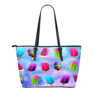 Ice Cream Themed Design C3 Women Small Leather Tote Bag