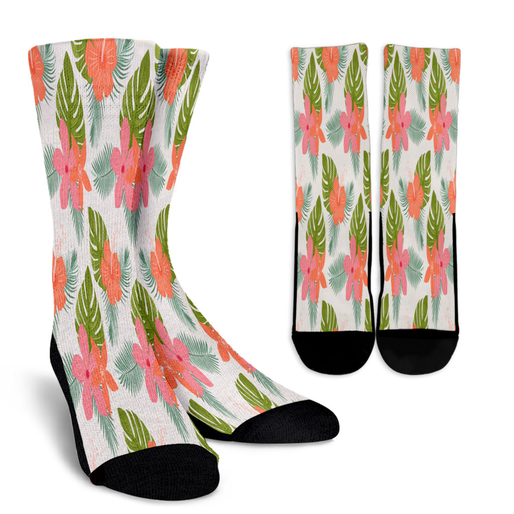 Tropical Jasmin Flower Crew Socks - STUDIO 11 COUTURE