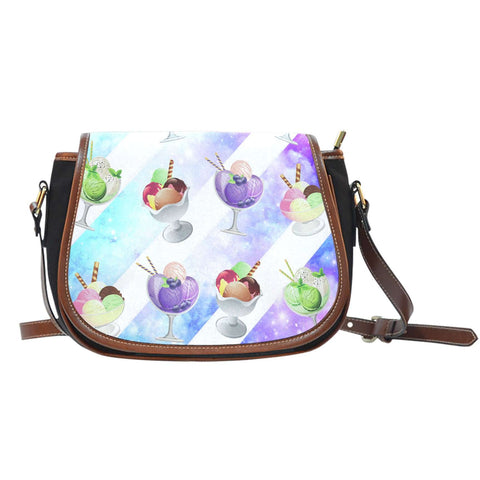 Ice Cream 6 Crossbody Shoulder Canvas Leather Saddle Bag