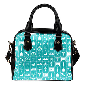 Doctor Themed Design #B4  Women Fashion Shoulder Handbag Black Vegan Faux Leather