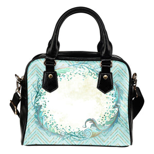 Summer Mermaid Themed Design B15 Women Fashion Shoulder Handbag Black Vegan Faux Leather