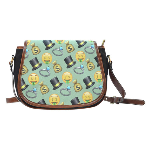 Emojis Money Crossbody Shoulder Canvas Leather Saddle Bag