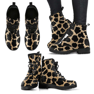 White Leopard Skin Womens Leather Boots - STUDIO 11 COUTURE