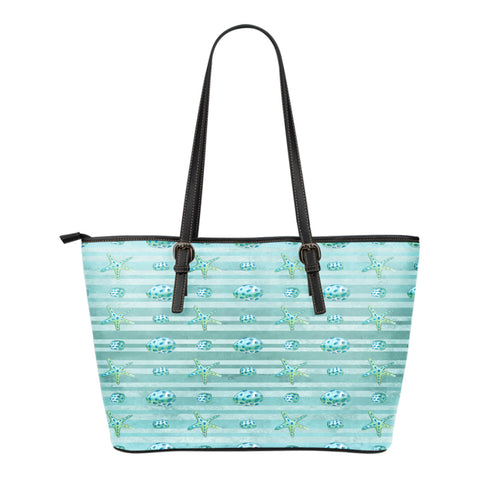 Summer Mermaid Themed Design C12 Women Small Leather Tote Bag
