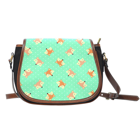 Foxes (E6) Crossbody Shoulder Canvas Leather Saddle Bag