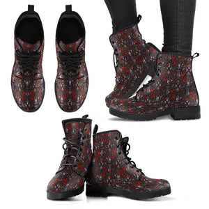 Gothic Lolita Damask Women Leather Boots - STUDIO 11 COUTURE
