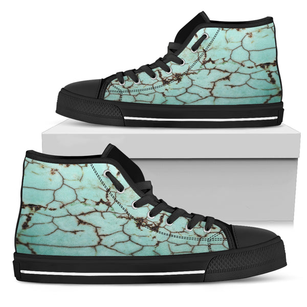 Cracked Dirty Marble Tile Women High Top Shoes