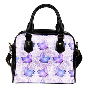 Lady Butterfly Themed Design B8 Women Fashion Shoulder Handbag Black Vegan Faux Leather