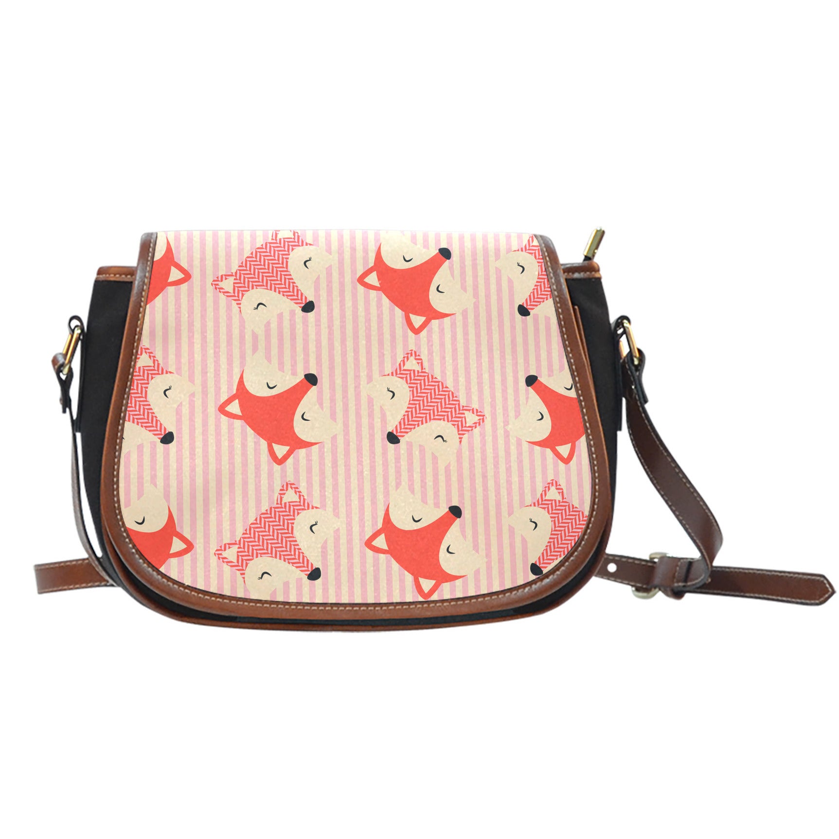 Foxes (F4) Crossbody Shoulder Canvas Leather Saddle Bag