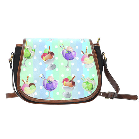 Ice Cream 4 Crossbody Shoulder Canvas Leather Saddle Bag
