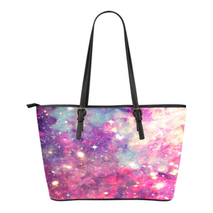 Pastel Galaxy Themed Design C4 Women Small Leather Tote Bag