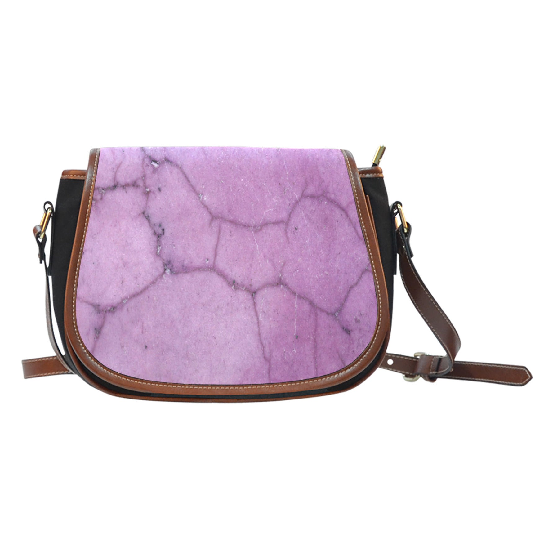 Marble Themed Design 05 Crossbody Shoulder Canvas Leather Saddle Bag