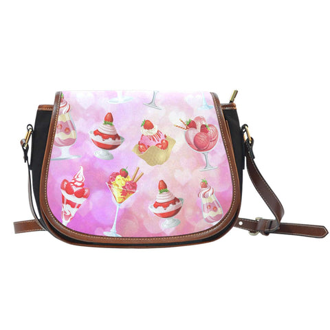 Ice Cream 8 Crossbody Shoulder Canvas Leather Saddle Bag