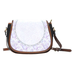 Lady Butterfly Themed Design 04 Crossbody Shoulder Canvas Leather Saddle Bag