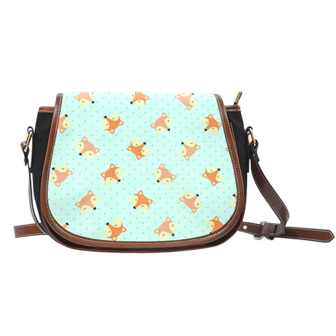 Foxes (E5) Crossbody Shoulder Canvas Leather Saddle Bag