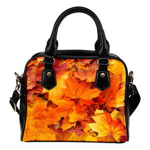 Nature Themed Design B5 Women Fashion Shoulder Handbag Black Vegan Faux Leather