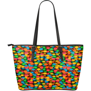 Candy Themed Design C4 Women Large Black Faux Leather Tote Bag