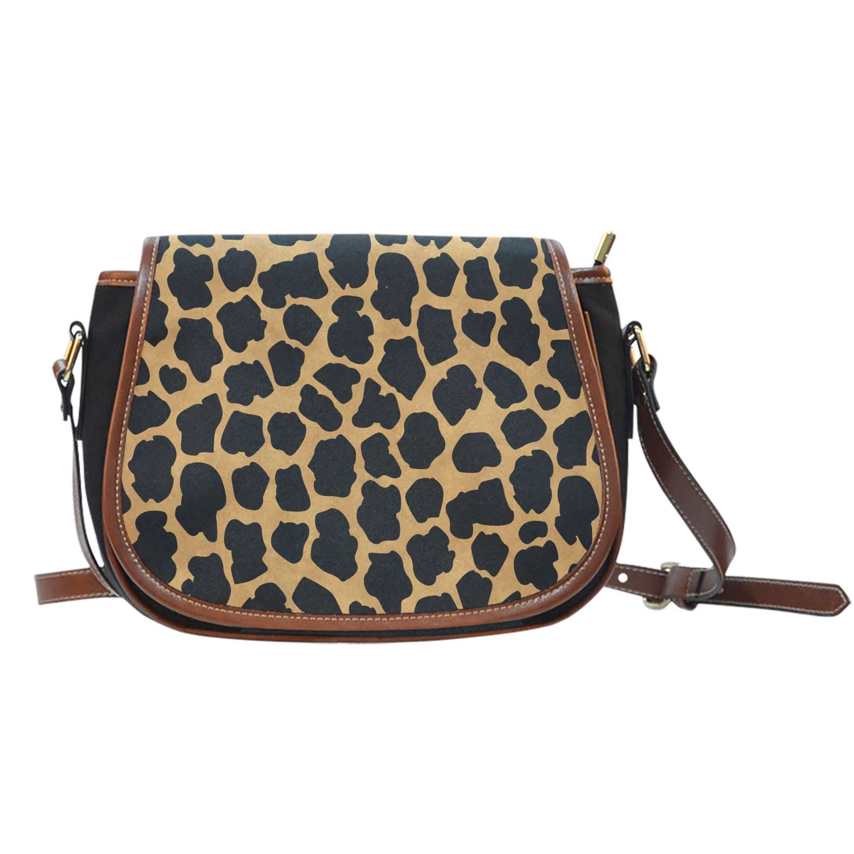 Animal Prints Cheetah 1 Crossbody Shoulder Canvas Leather Saddle Bag