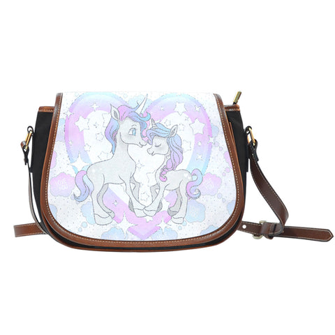 Unicorn In Love Crossbody Shoulder Canvas Leather Saddle Bag - STUDIO 11 COUTURE