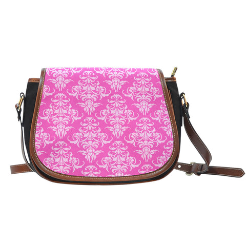 Ballerina Rose (A7) Crossbody Shoulder Canvas Leather Saddle Bag
