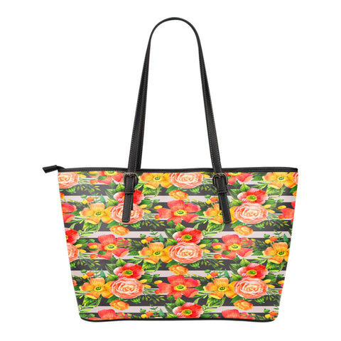 Floral Springs Themed Design C1 Women Large Leather Tote Bag