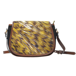 Feather Theme Design #04 Crossbody Shoulder Canvas Leather Saddle Bag