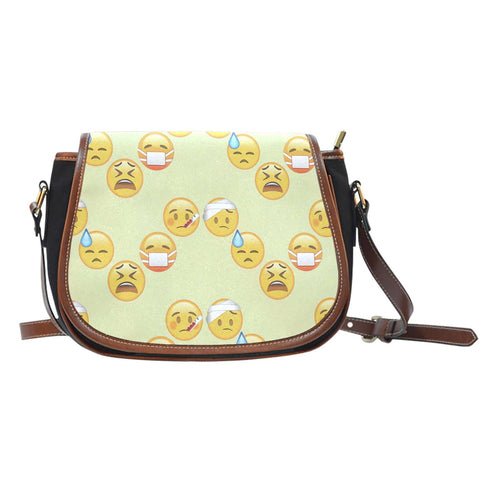 Emojis Sick Crossbody Shoulder Canvas Leather Saddle Bag