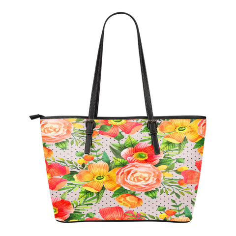 Floral Springs Themed Design C2 Women Large Leather Tote Bag