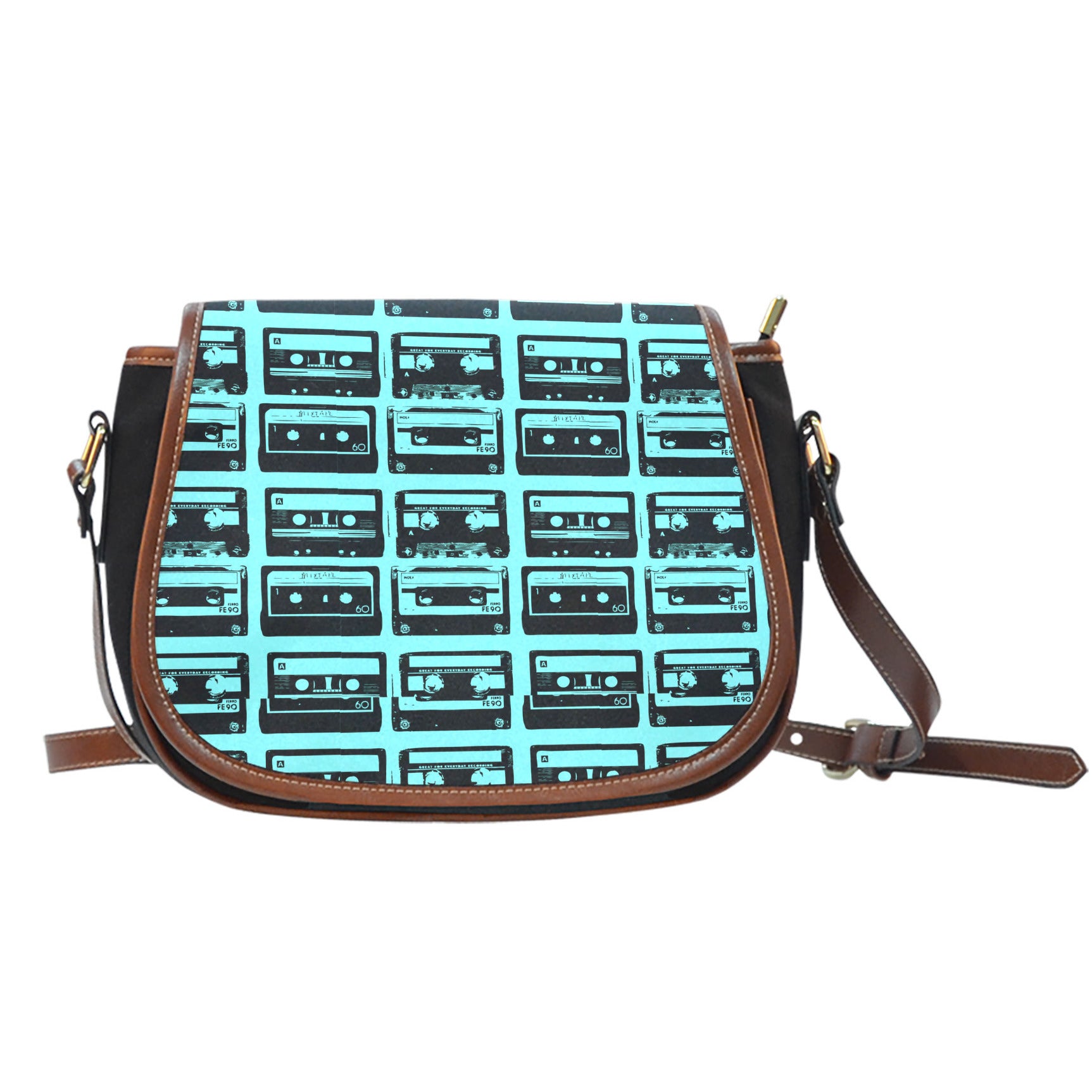 80s Boombox (A3) Crossbody Shoulder Canvas Leather Saddle Bag