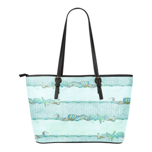 Summer Mermaid Themed Design C9 Women Small Leather Tote Bag