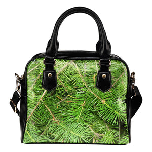 Nature Themed Design B12 Women Fashion Shoulder Handbag Black Vegan Faux Leather