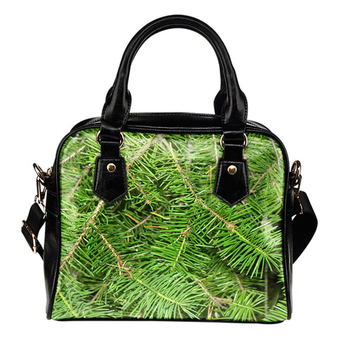 Nature Themed Design B12 Women Fashion Shoulder Handbag Black Vegan Faux Leather
