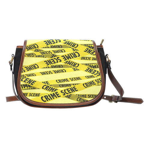 Police Themed Design 6 Crossbody Shoulder Canvas Leather Saddle Bag