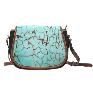 Marble Themed Design 03 Crossbody Shoulder Canvas Leather Saddle Bag
