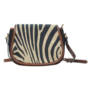 Animal Prints Zebra Stripes Crossbody Shoulder Canvas Leather Saddle Bag