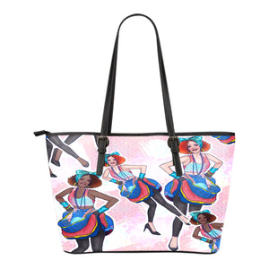 80s Fashion Themed Design C4 Women Small Leather Tote Bag