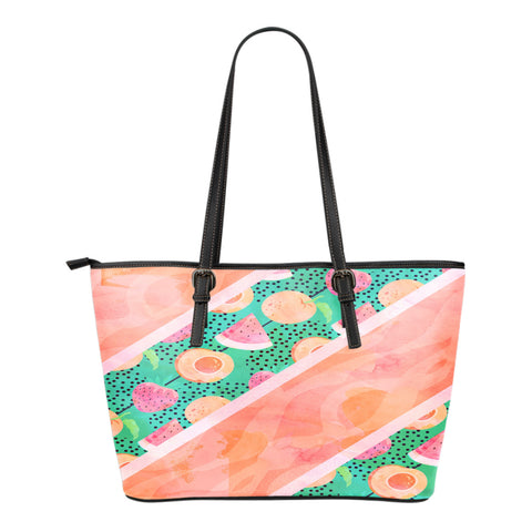Fruits Themed Design C2 Women Large Leather Tote Bag